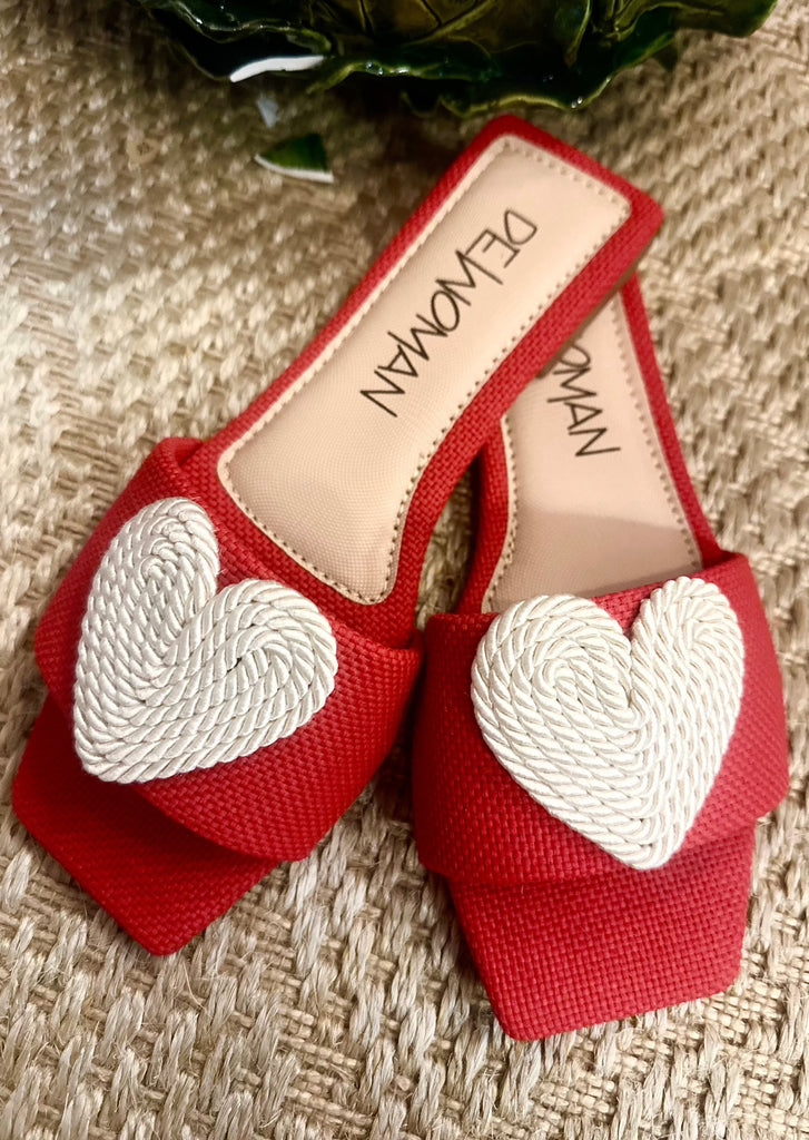 Red Heart Rattan Columbian Sandals - The Kemble Shop