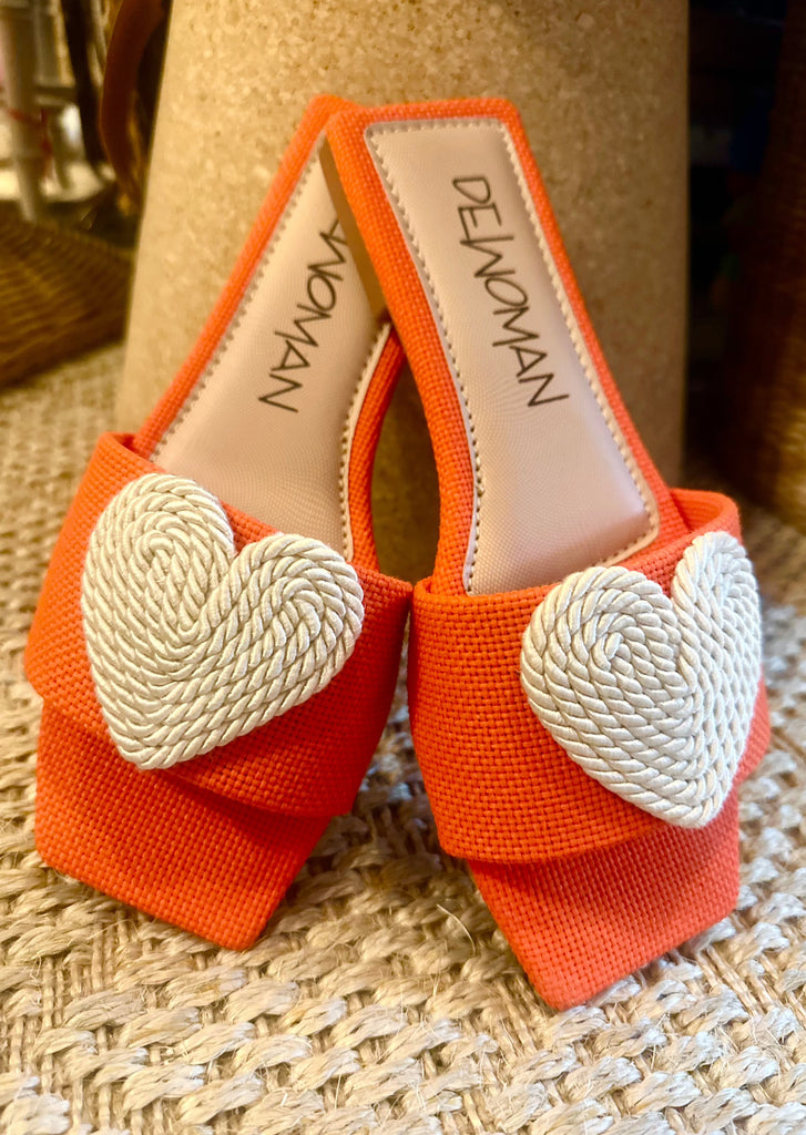 Orange Heart Rattan Columbian Sandals - The Kemble Shop