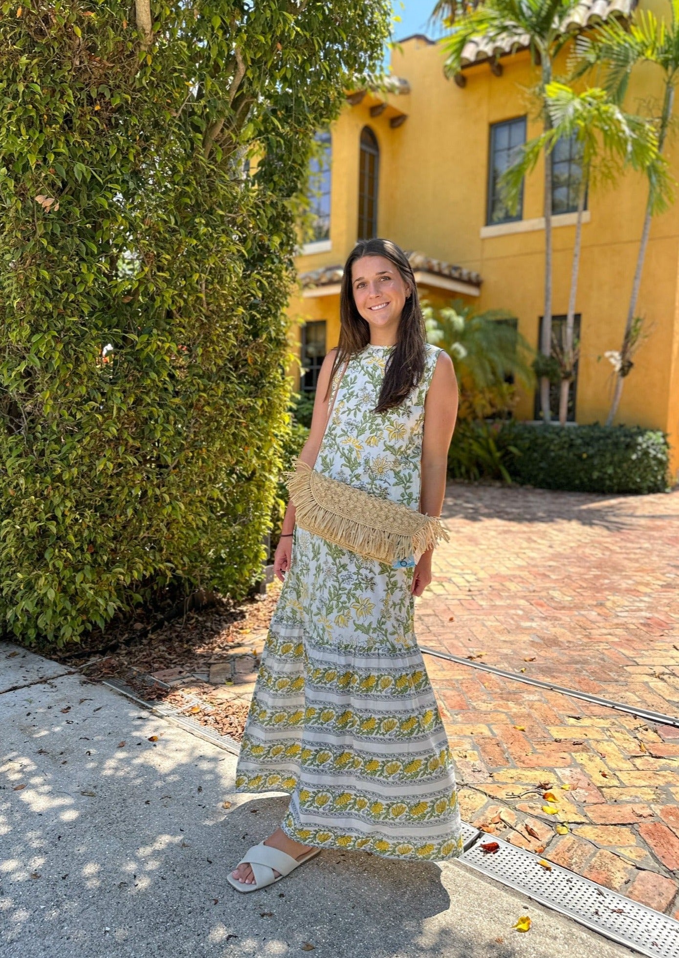 ella women bohemian maxi dress LIvro | Ella Sleeveless Long Citron Garden Dress