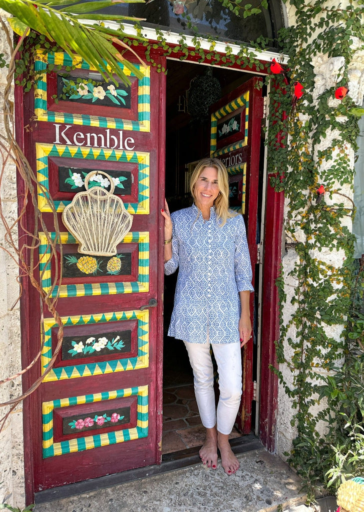 Palm Beach Tunic - Blue & White Teardrop - The Kemble Shop