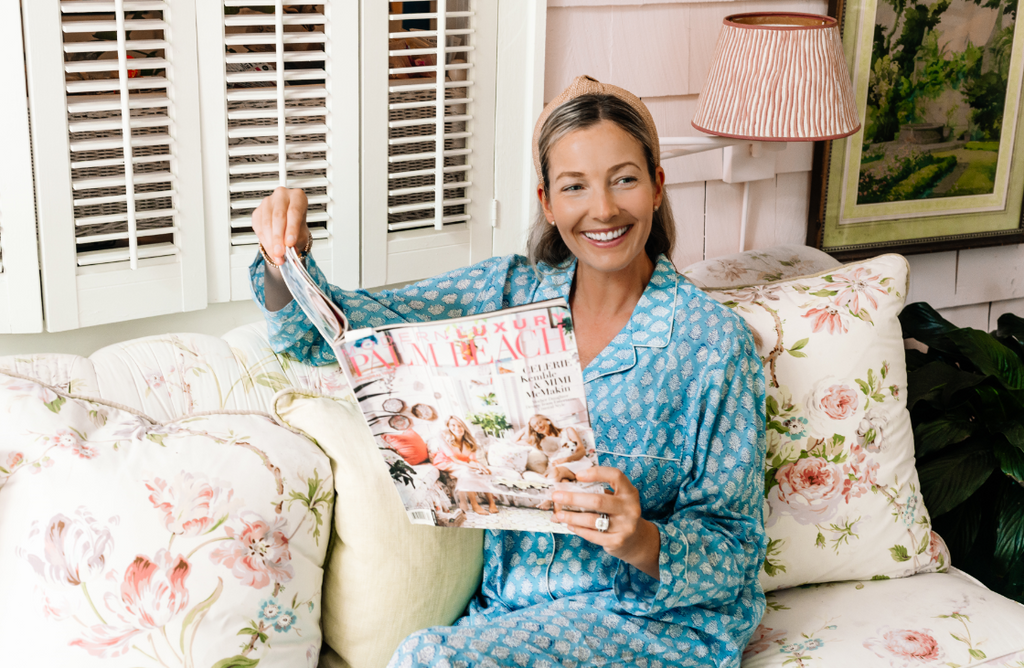 Deep Periwinkle Floral Palm Beach Pajamas - The Kemble Shop