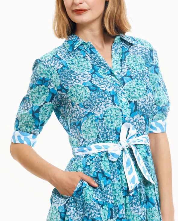 Mrs Maisel Blue Green Hydrangea Dress - The Kemble Shop