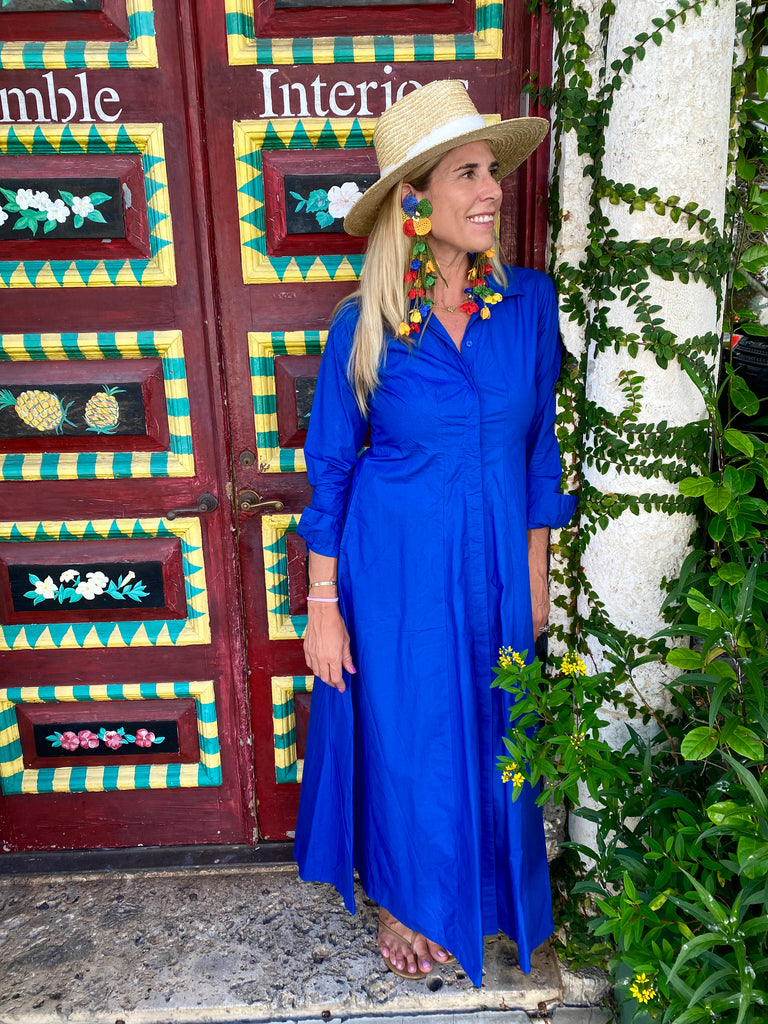 Bright blue shirt deals dress