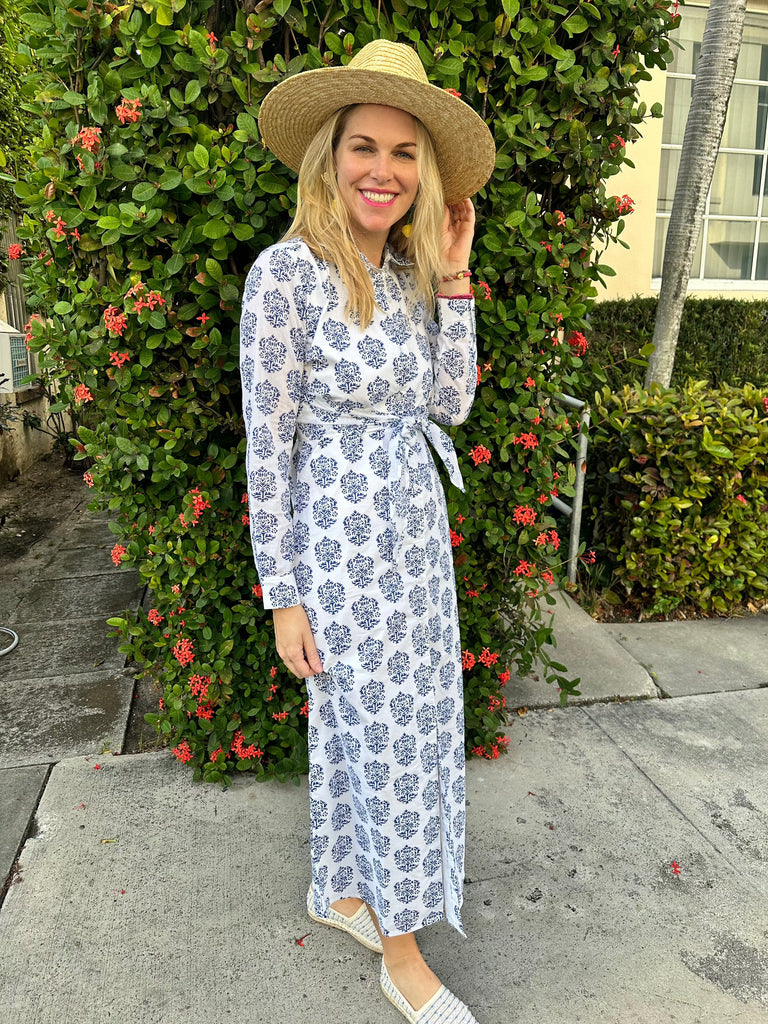 Katrina Long Santorini Wrap Tie Front Collared Shirt Dress The