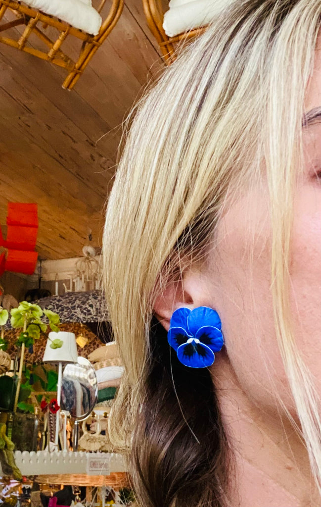Medium Blue Pansy Earring - The Kemble Shop