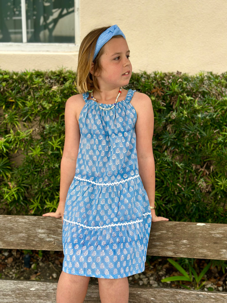 Daisy Deep Periwinkle Girls Ric Rac Sundress - The Kemble Shop