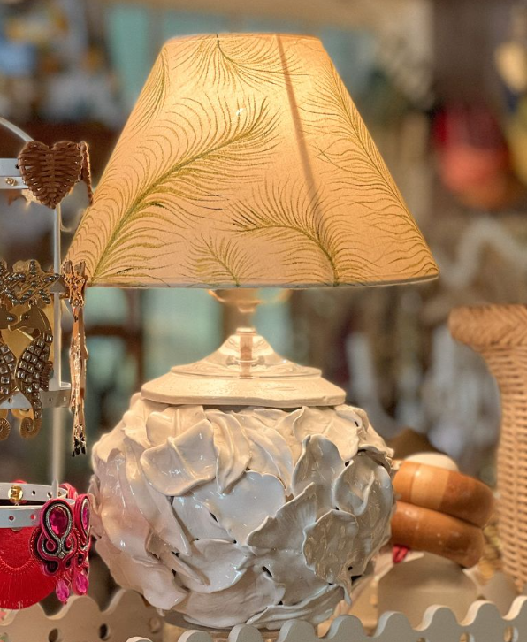 Custom Ceramic White Leaf Lamp - Kass O’brien - The Kemble Shop