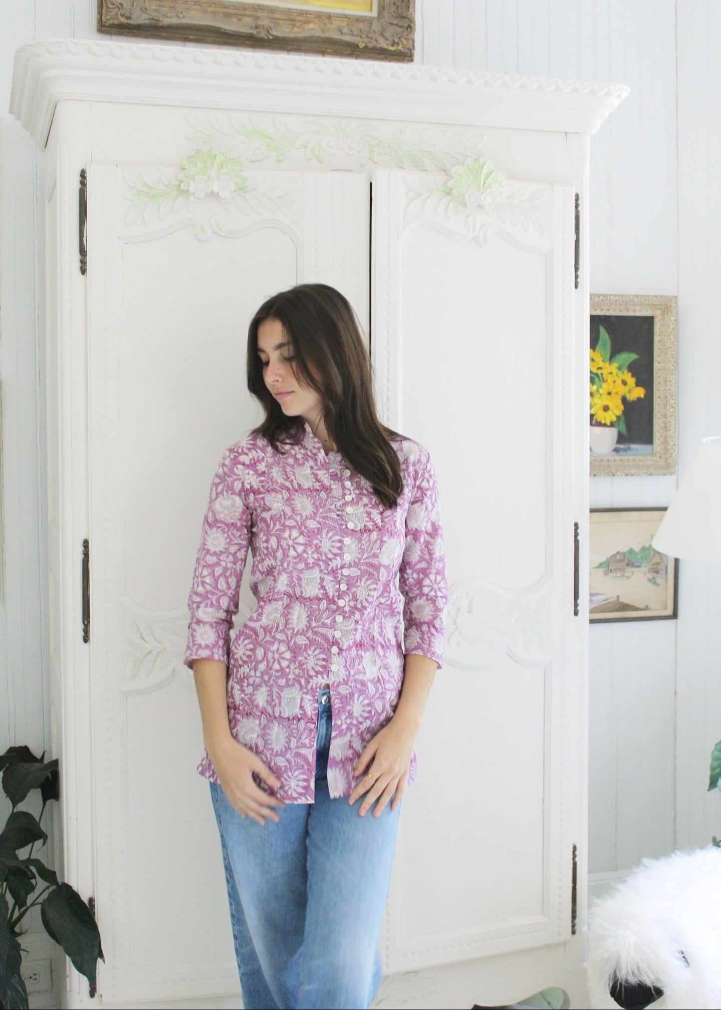 Palm Beach Tunic | Purple and White Floral - The Kemble Shop