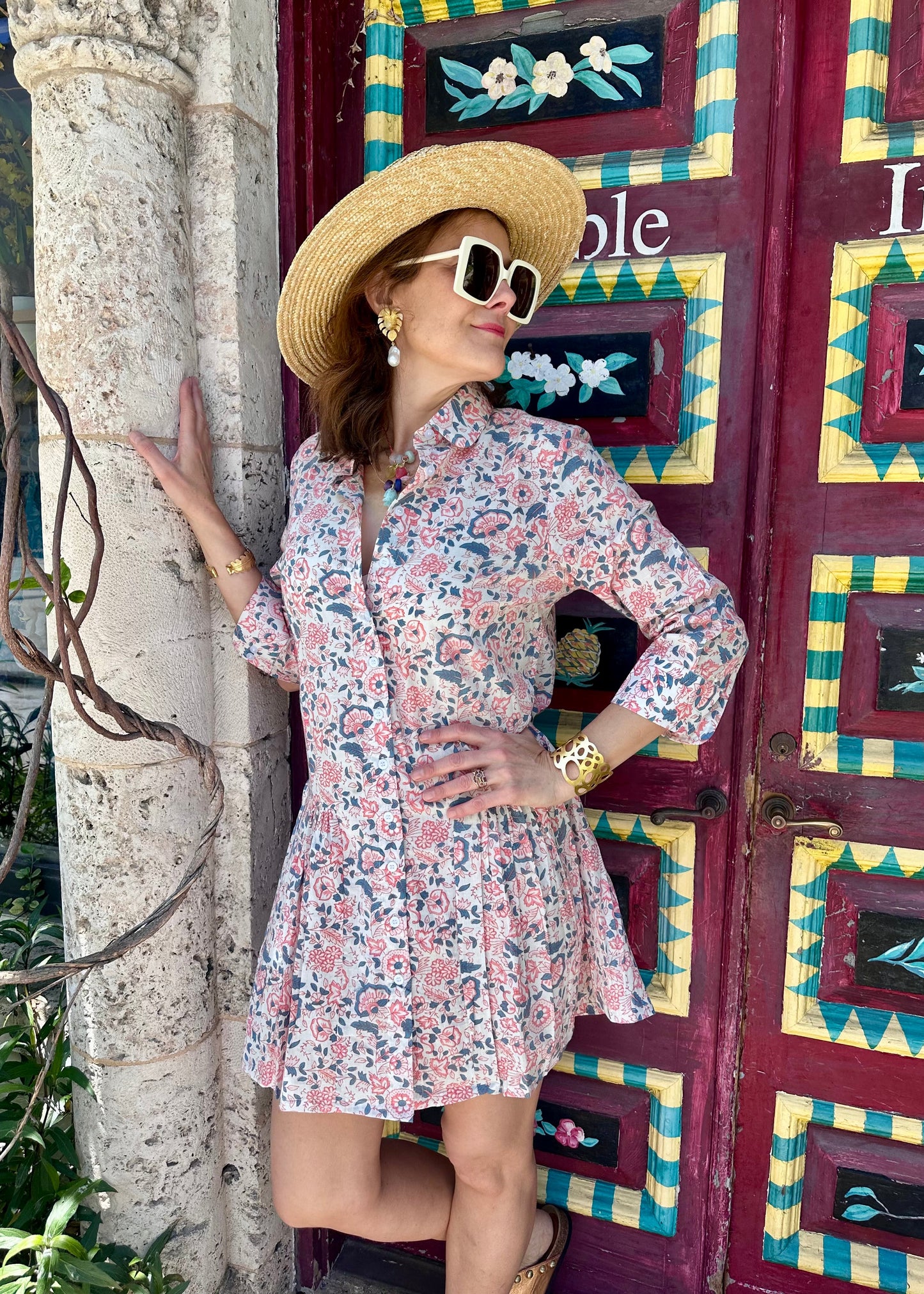 Kirsten Dress | Red and Blue Garden Party - The Kemble Shop