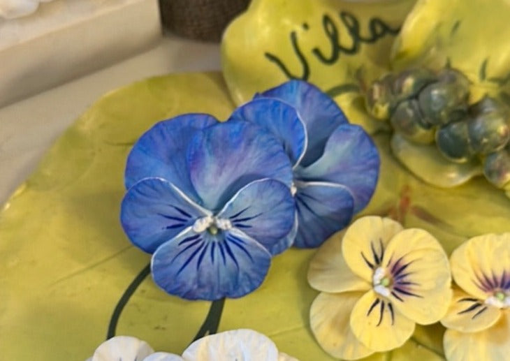 Pansy Earrings - Medium Blue/Purple Pansy - The Kemble Shop