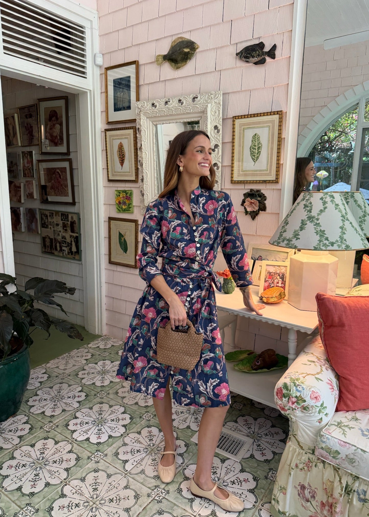 Palm Beach Midi Tunic Dress | Night Garden - The Kemble Shop