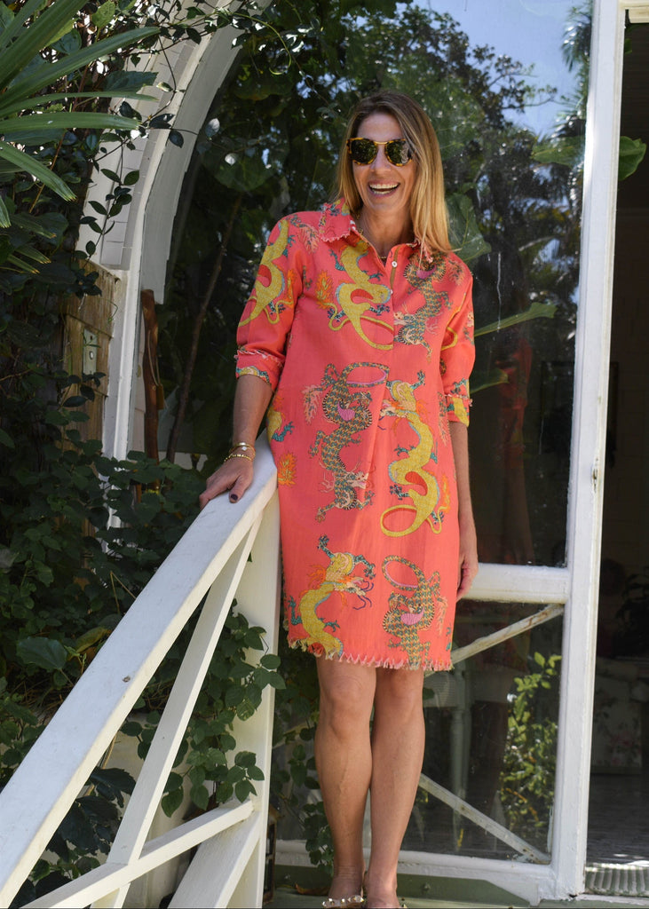 Chatham Dress- Light Orange Dragon - Dizzy Lizzie - The Kemble Shop