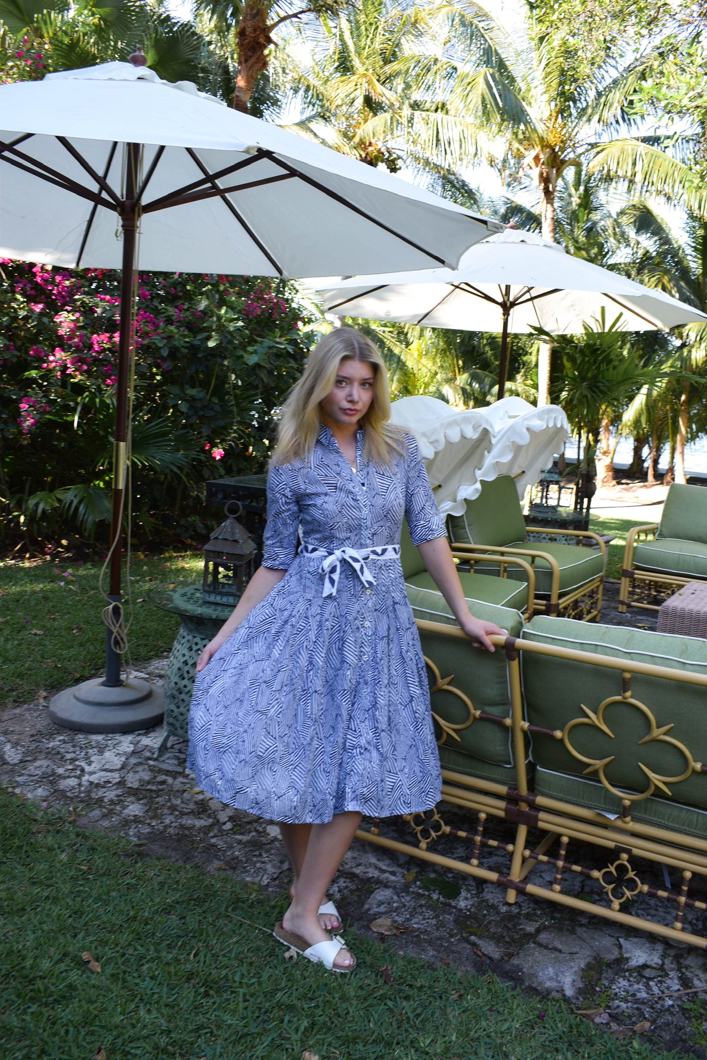 Mrs Maisel Dress | Navy & White Geo Print - Dizzy Lizzie - The Kemble Shop