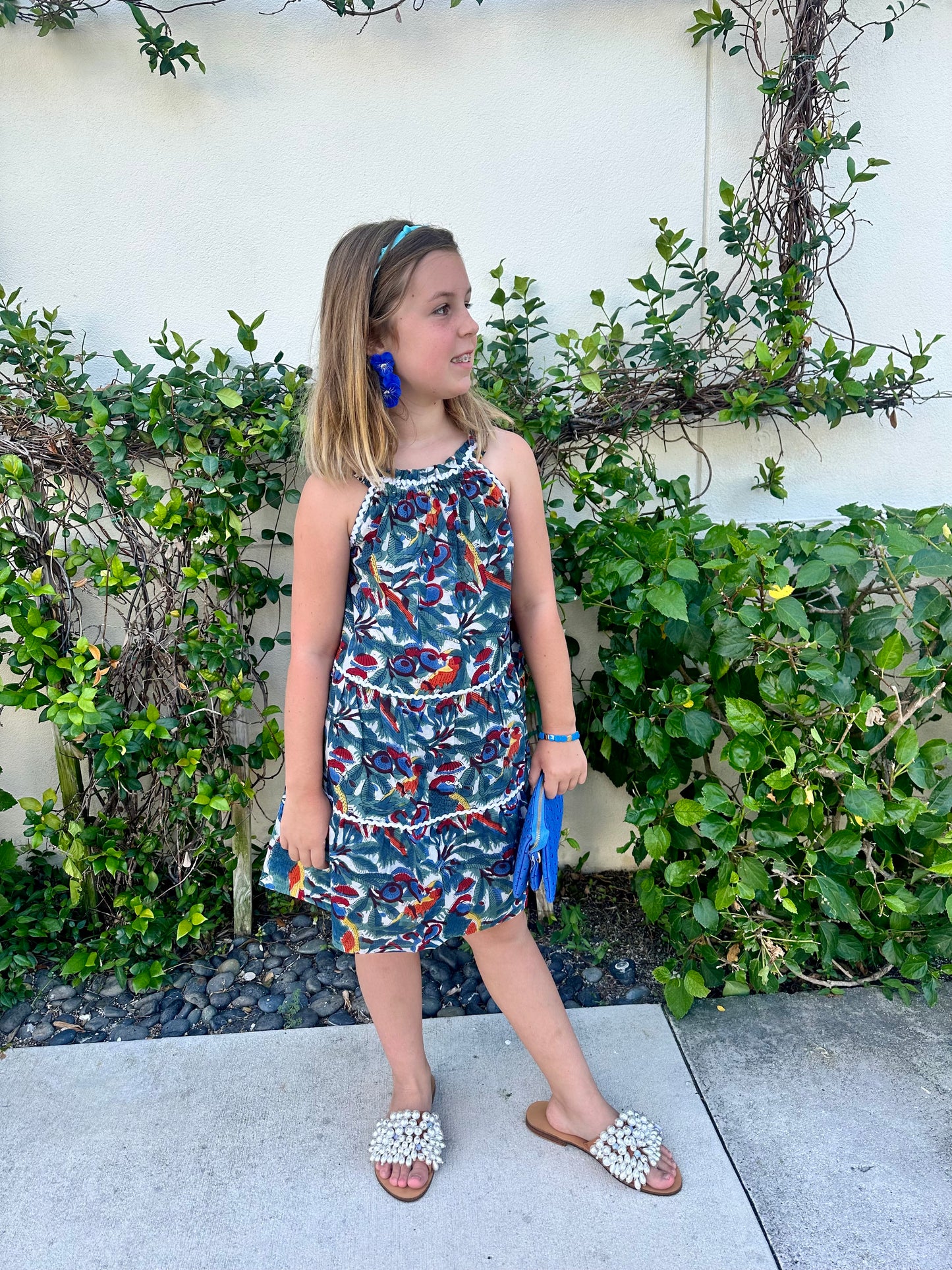 Girls Daisy Ric Rac Sundress  - Toucan Forest - The Kemble Shop