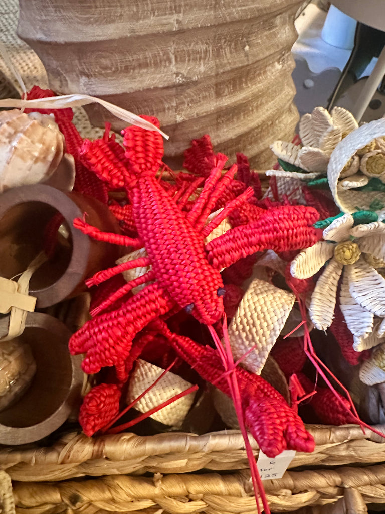 Natural Rattan Lobster Napkin Rings - The Kemble Shop