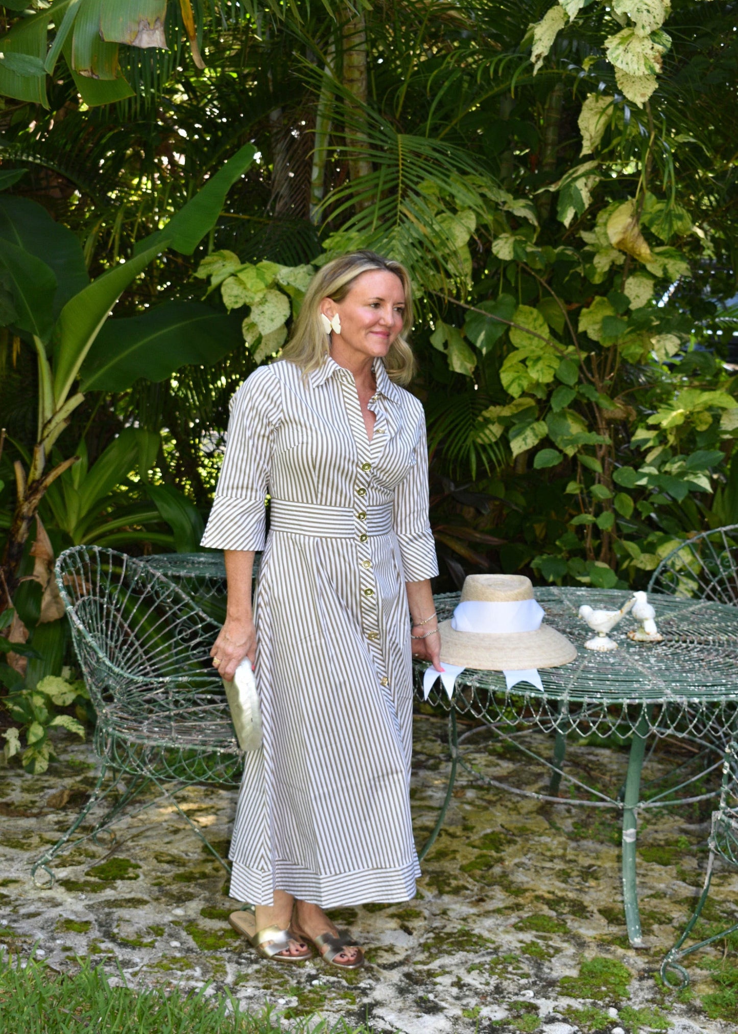 Monaco Long Sleeve in Beige Stripe - CK Bradley - The Kemble Shop
