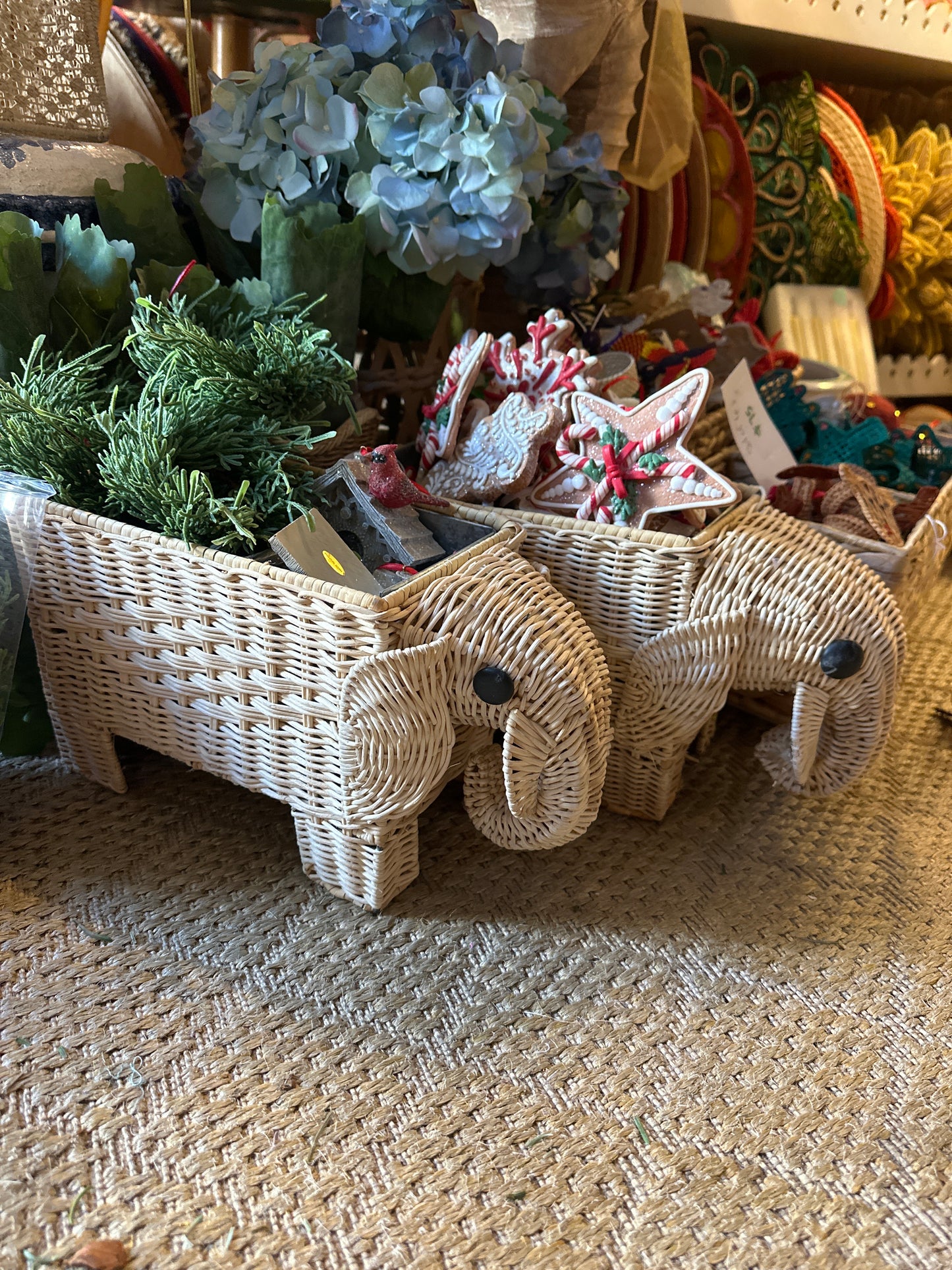 Natural Wicker Elephant Planter - The Kemble Shop