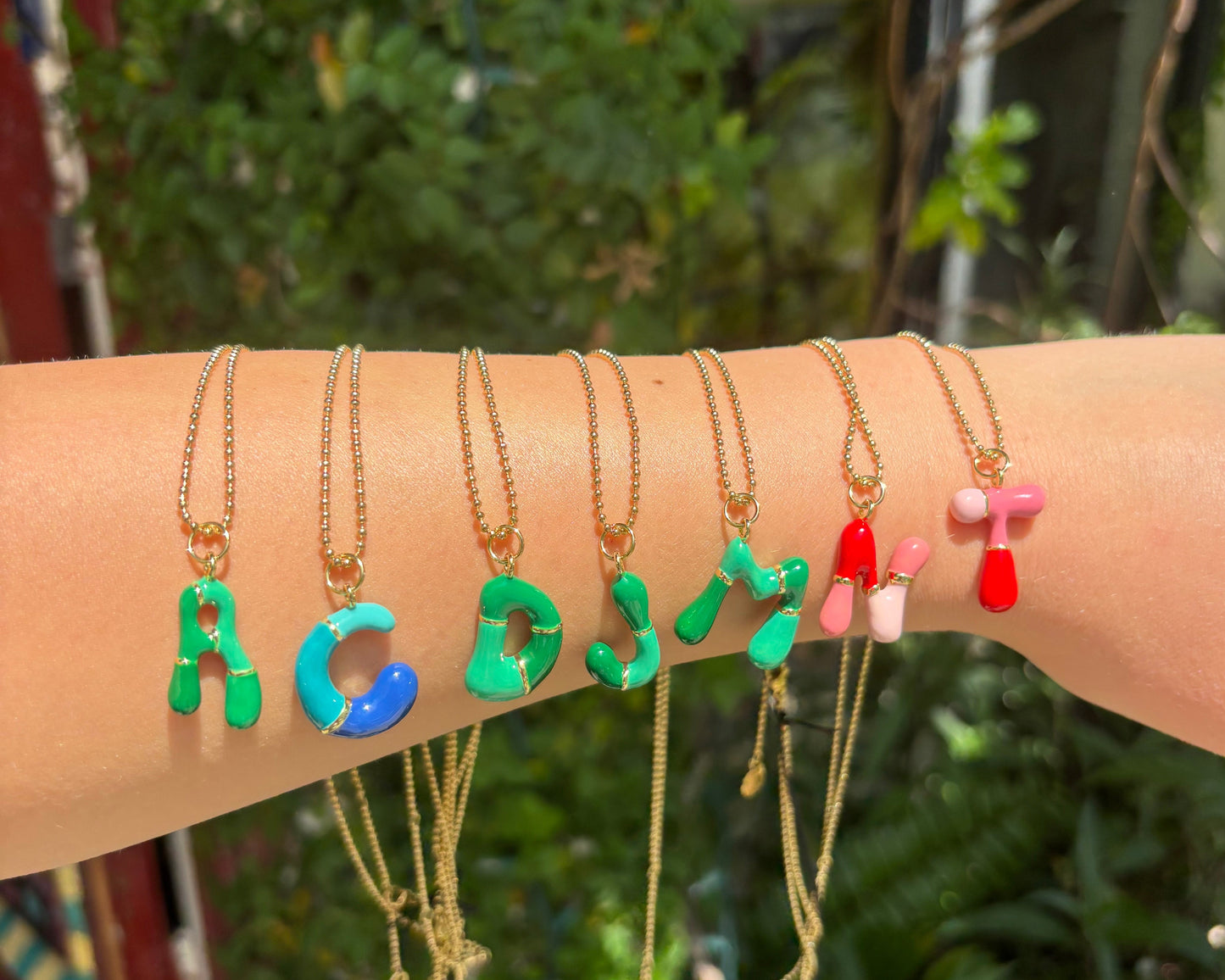 Personalized Enamel Letter Charm Necklace | Idalia - The Kemble Shop