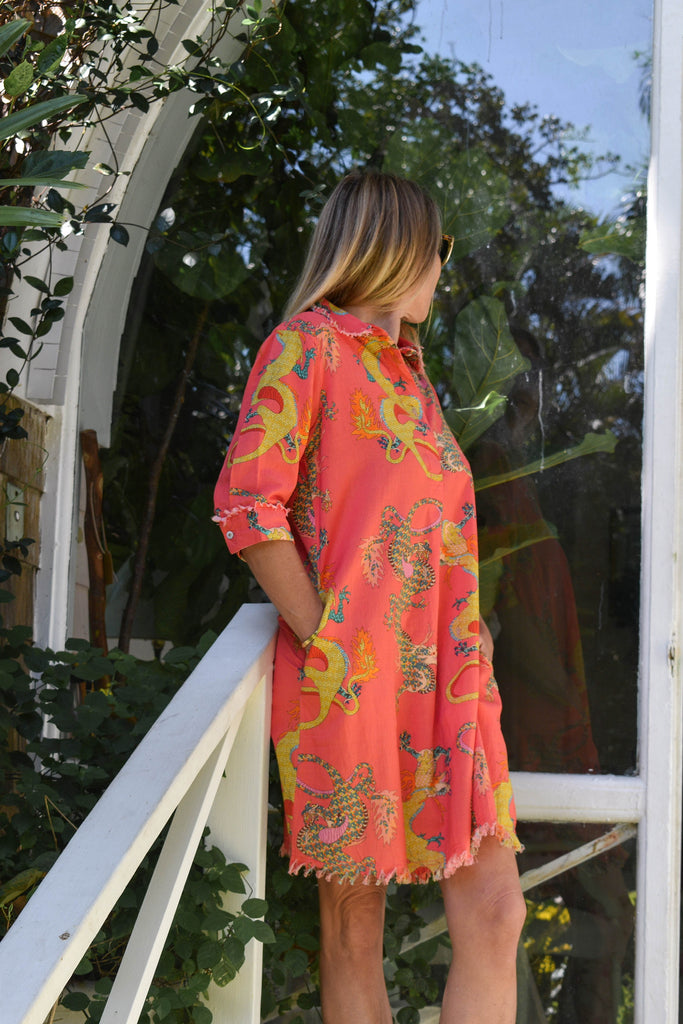 Chatham Dress- Light Orange Dragon - Dizzy Lizzie - The Kemble Shop