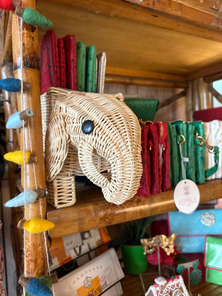 Natural Wicker Elephant Planter