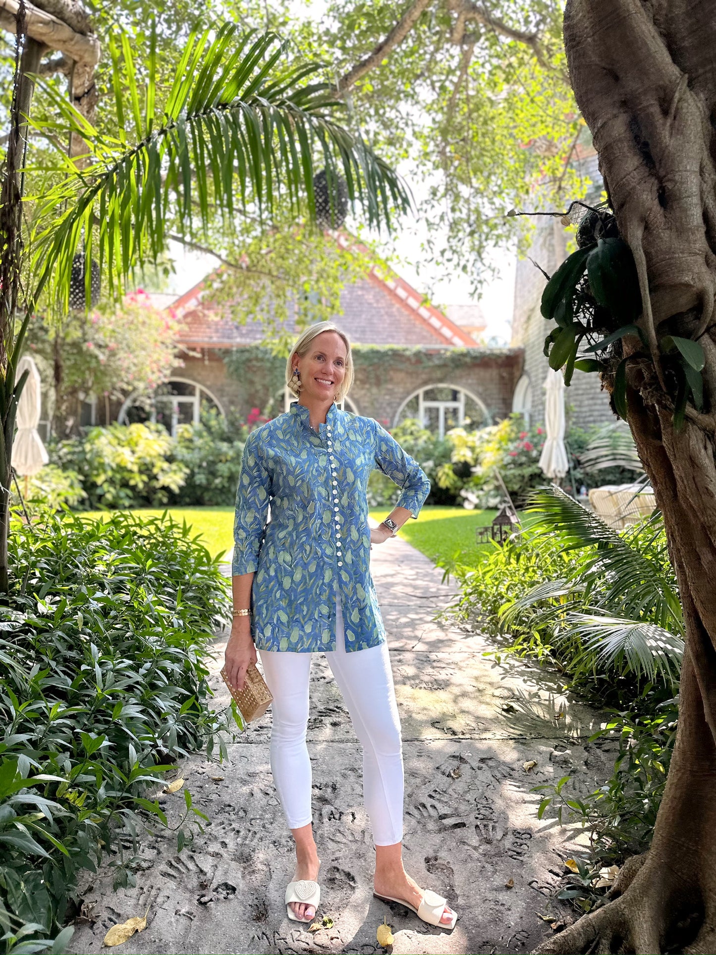 Palm Beach Tunic - Blue Tulip Paradise - The Kemble Shop