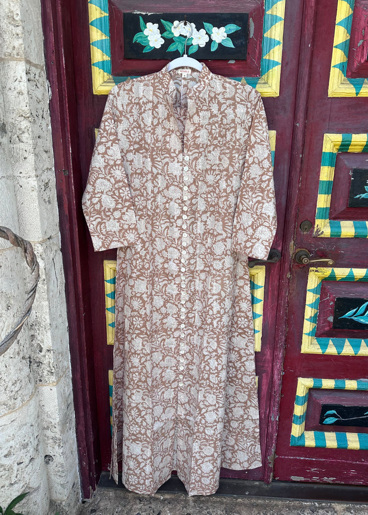 Taupe Garden Palm Beach Tunic Dress - The Kemble Shop