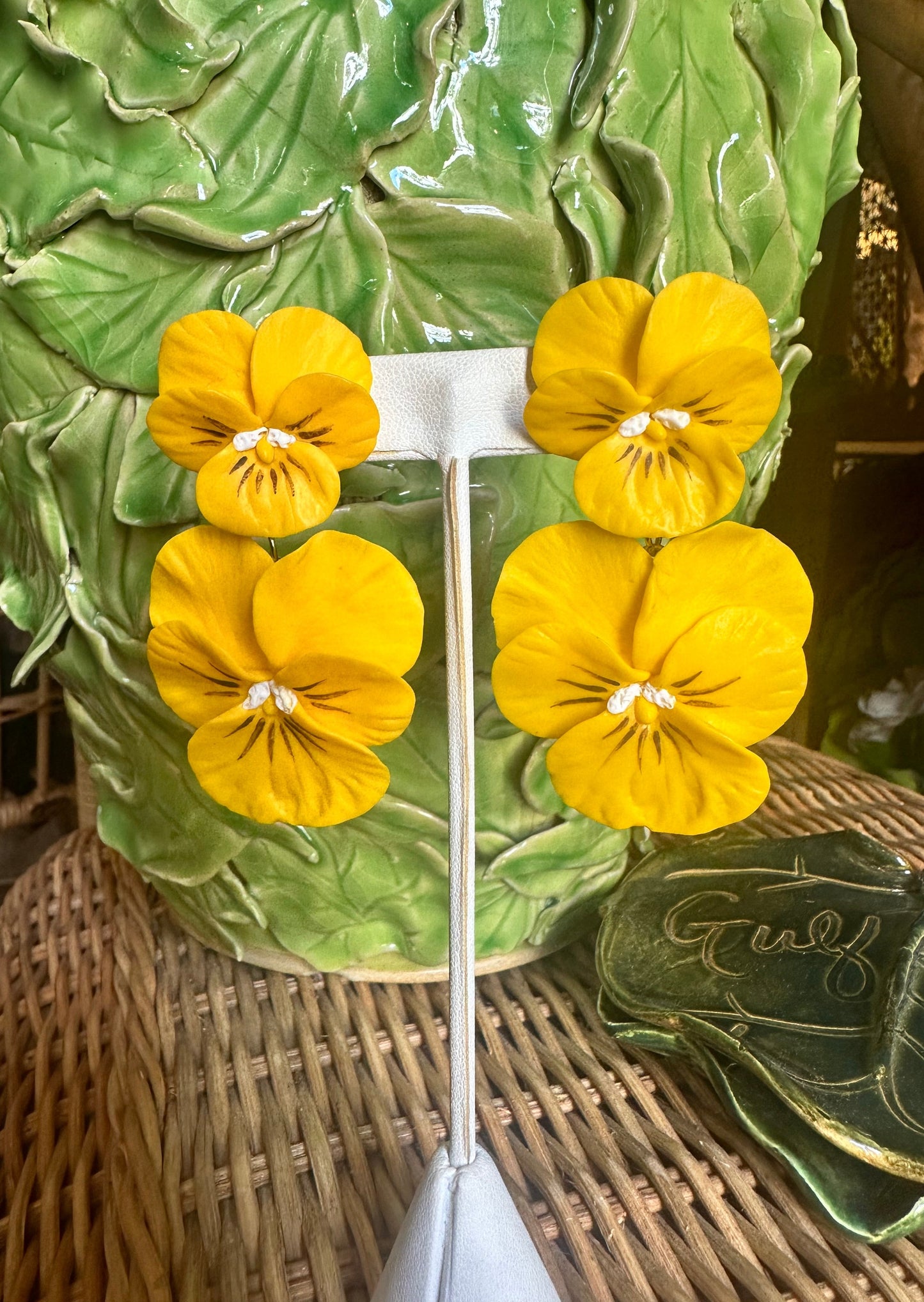 Yellow Pansy Drop Earrings - The Kemble Shop