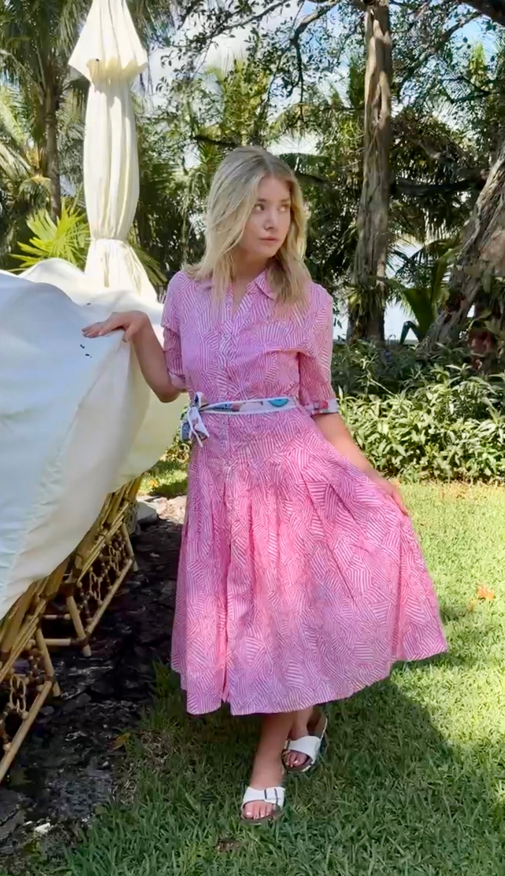 Mrs Maisel Dress | Pink and White Geo - Dizzy Lizzie - The Kemble Shop