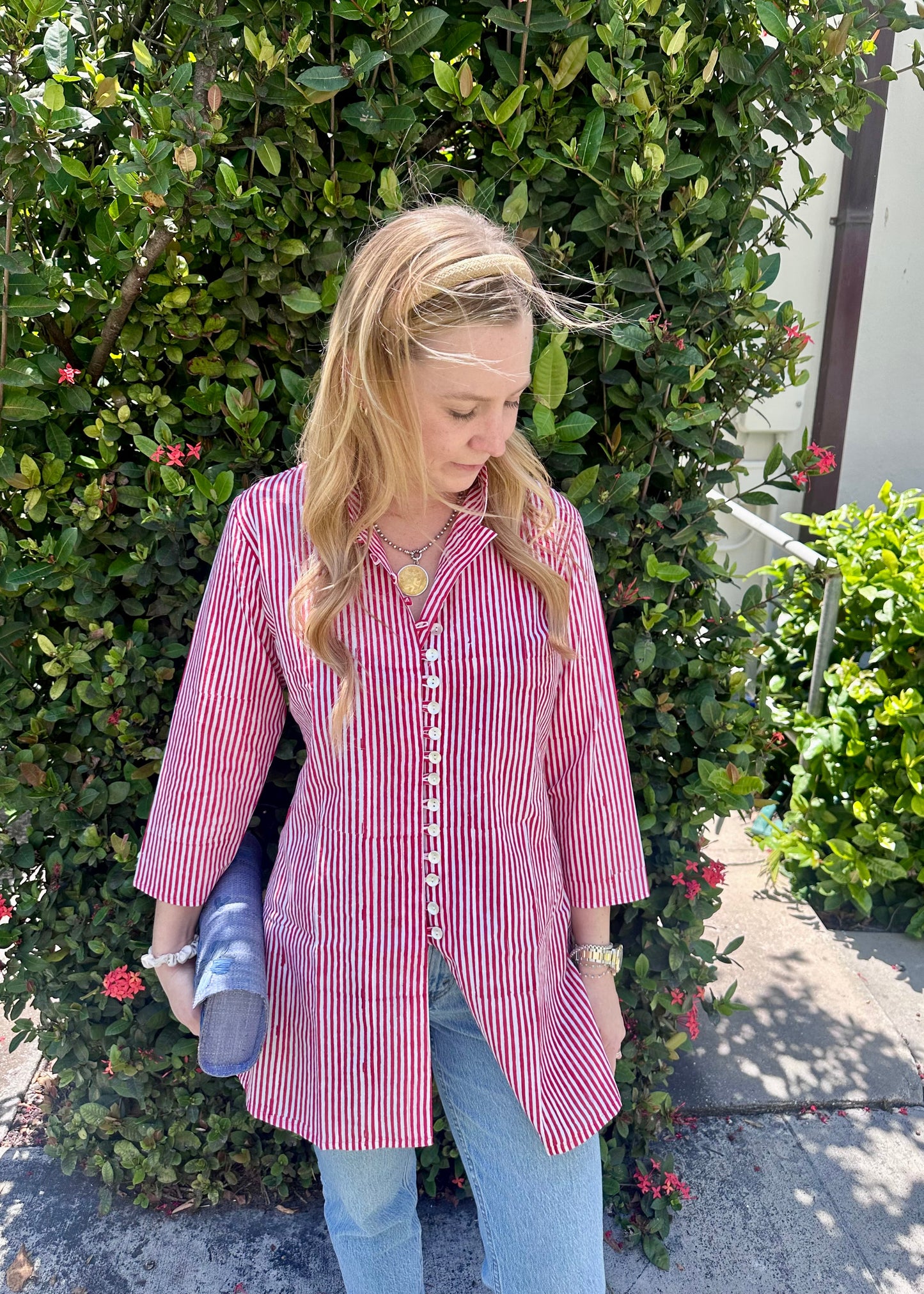 Palm Beach Tunic | Red and White Striped - The Kemble Shop