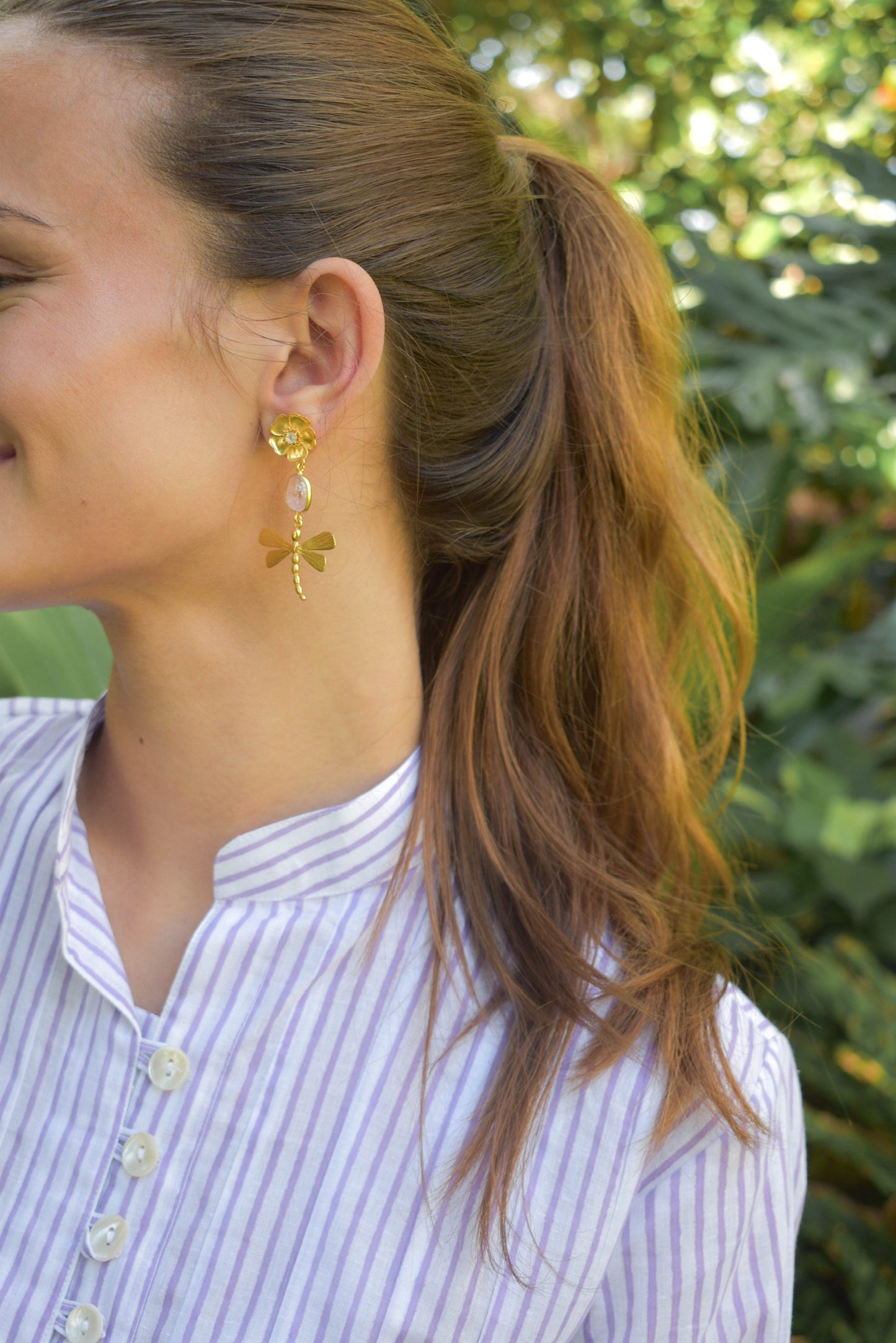Vanessa Heaney Gold Dragonfly Drops - The Kemble Shop
