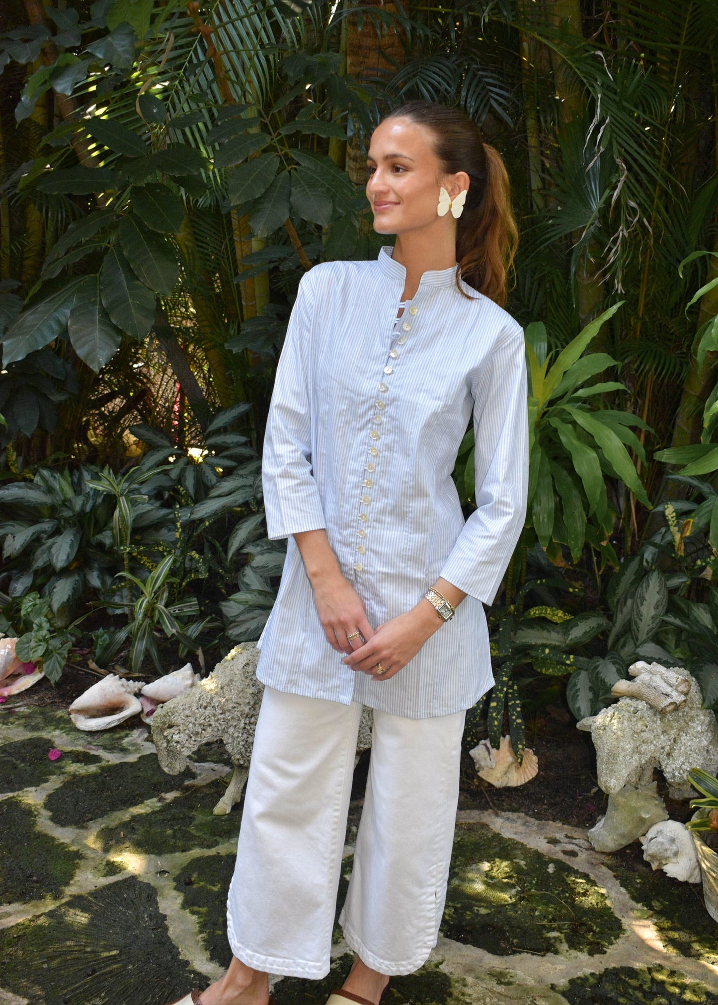 Palm Beach Classic Tunic - Blue Pin Stripe - The Kemble Shop