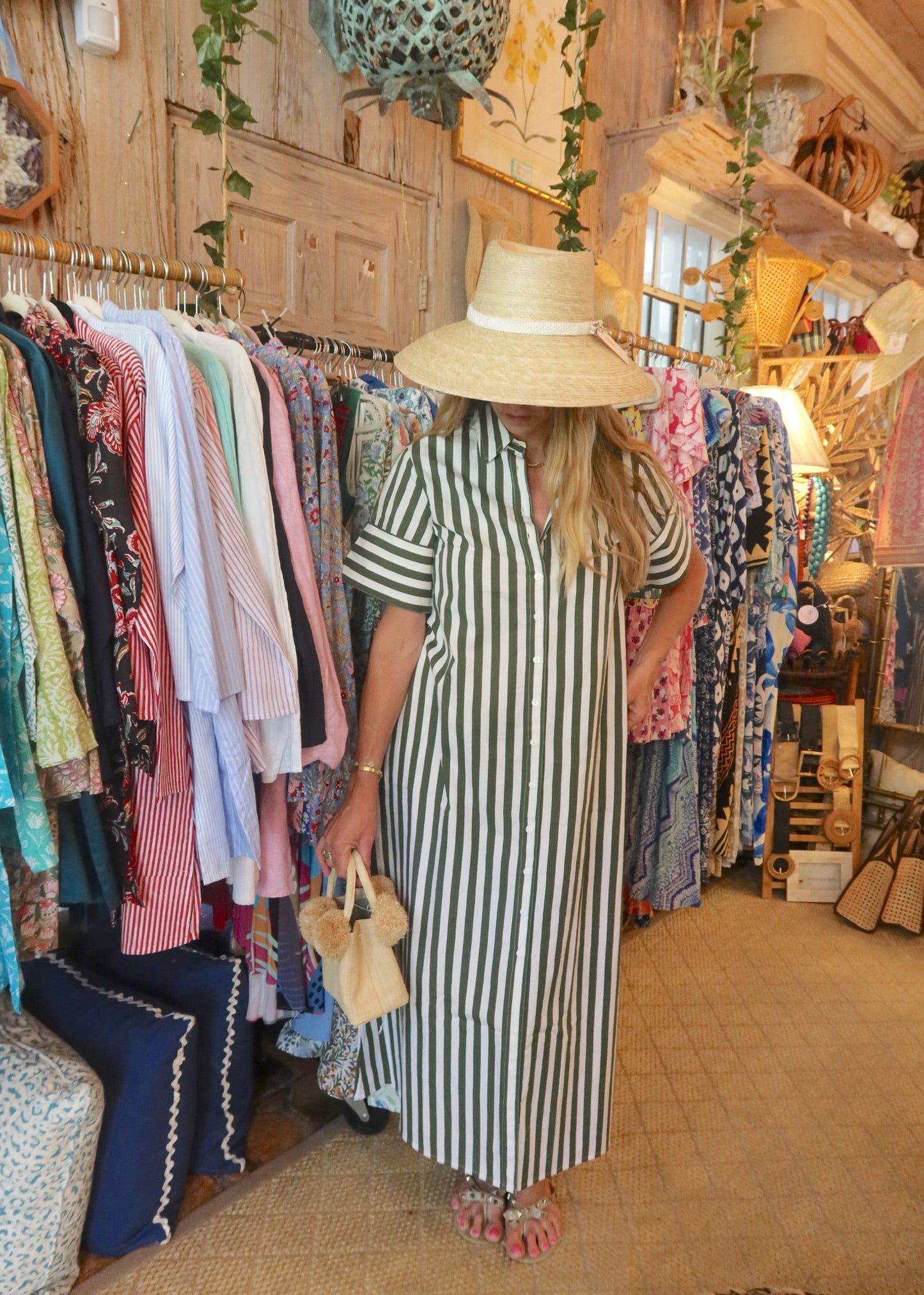Livro | Gibbons Dress | Chive Stripe - The Kemble Shop