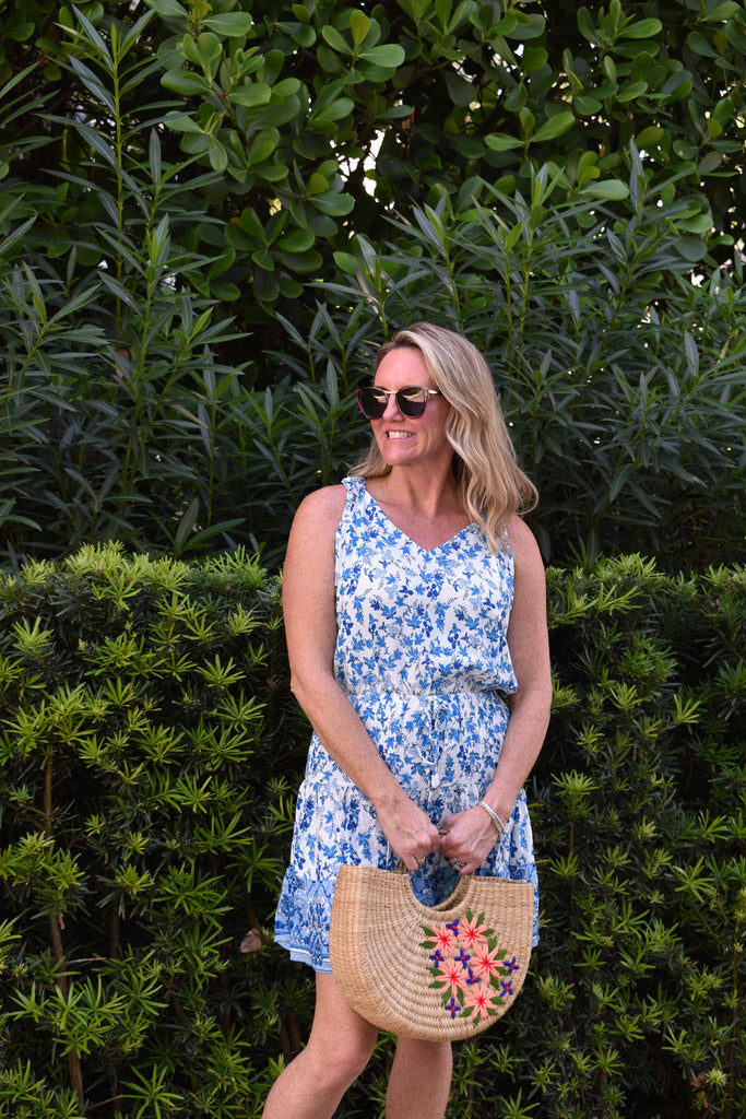 Caitlin Dress / Cobalt Floral - Walker & Wade