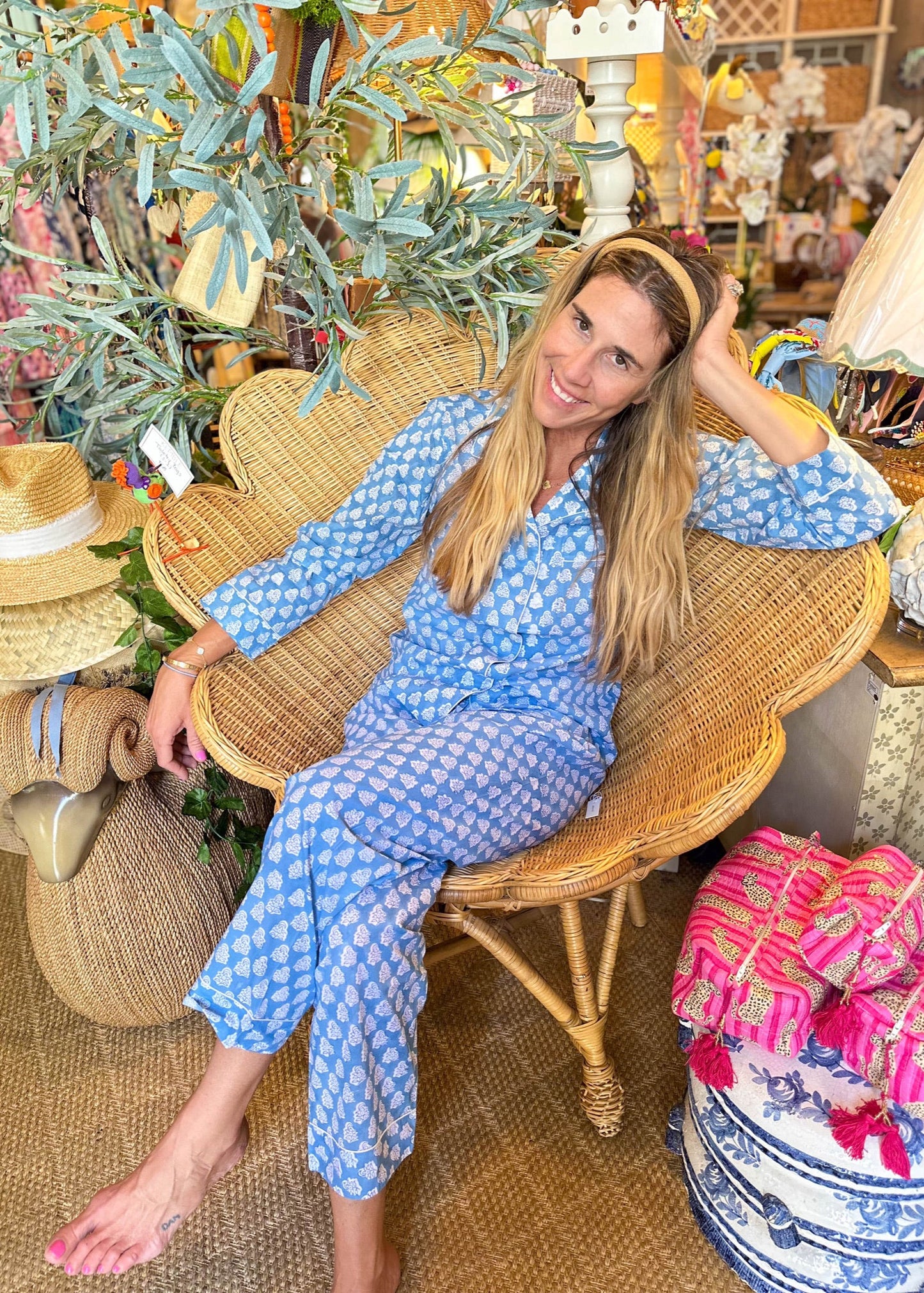 Palm Beach Pajamas | Deep Periwinkle Floral - The Kemble Shop