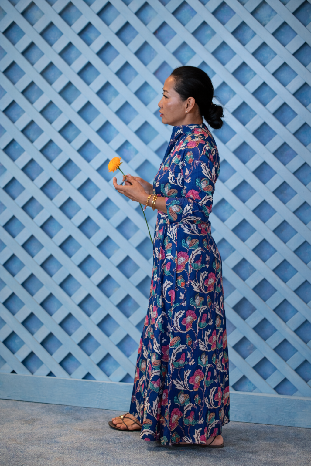 chinese dress ladies Women Casual Cotton Linen Tunic Dresses with Pockets Button Down Round Neck  Long Sleeve Plain Maxi Long Dress Kaftan Dark Blue at Amazon Women's  Clothing store main image 1