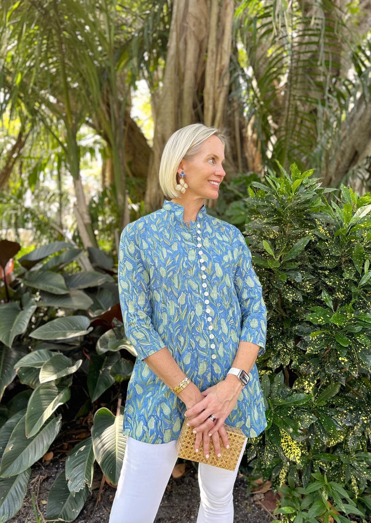 Palm Beach Tunic - Blue Tulip Paradise - The Kemble Shop