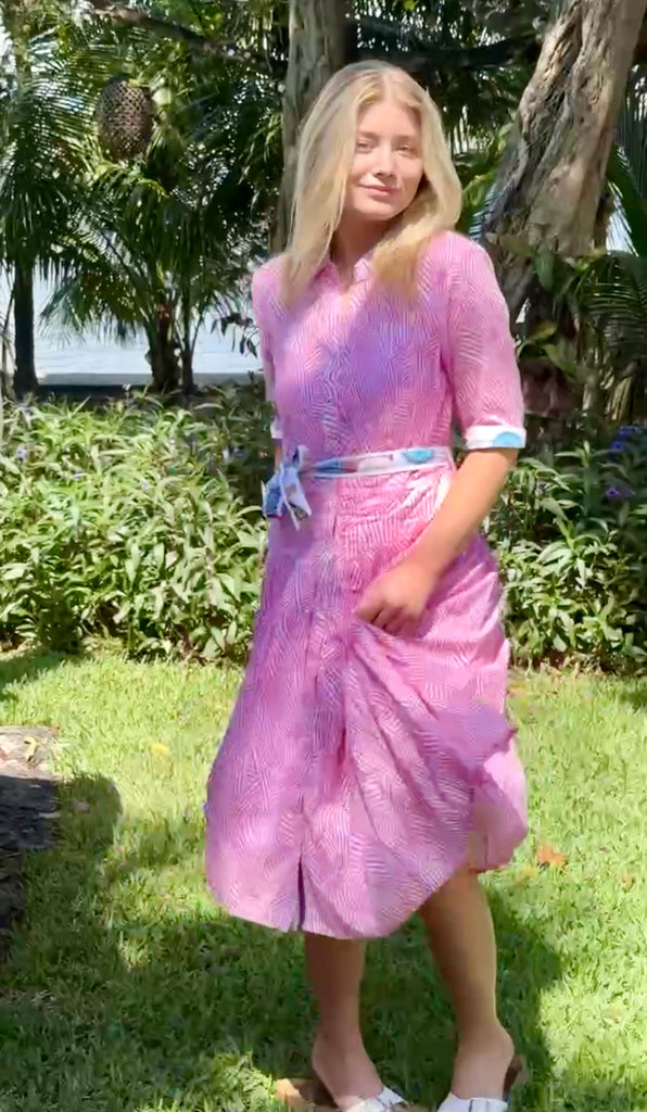 Mrs Maisel Dress / Pink and White Geo - Dizzy Lizzie