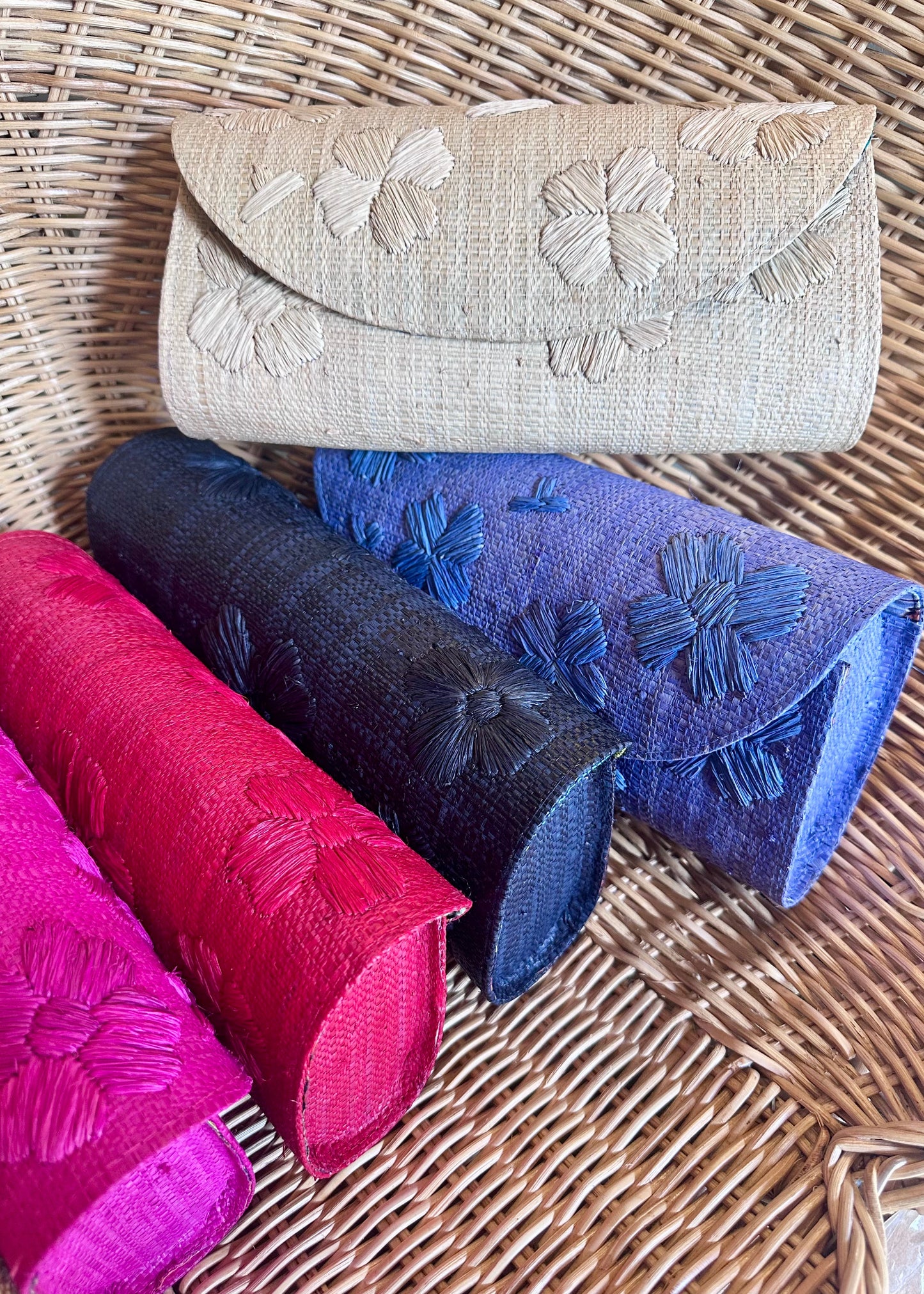 Clutch | Embroidered Floral Natural | Assorted Colors - The Kemble Shop
