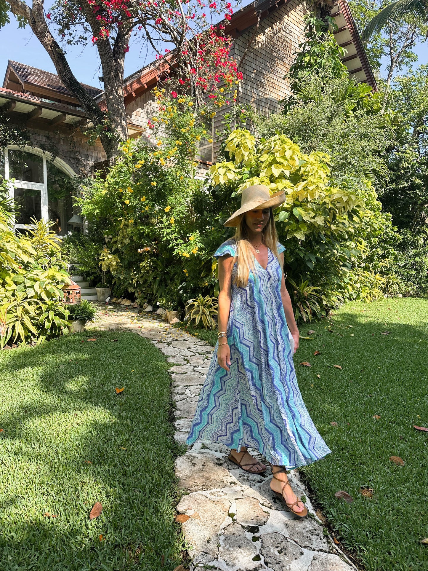 Walker & Wade | Aaliyah Dress | Blue Zig Zag - The Kemble Shop