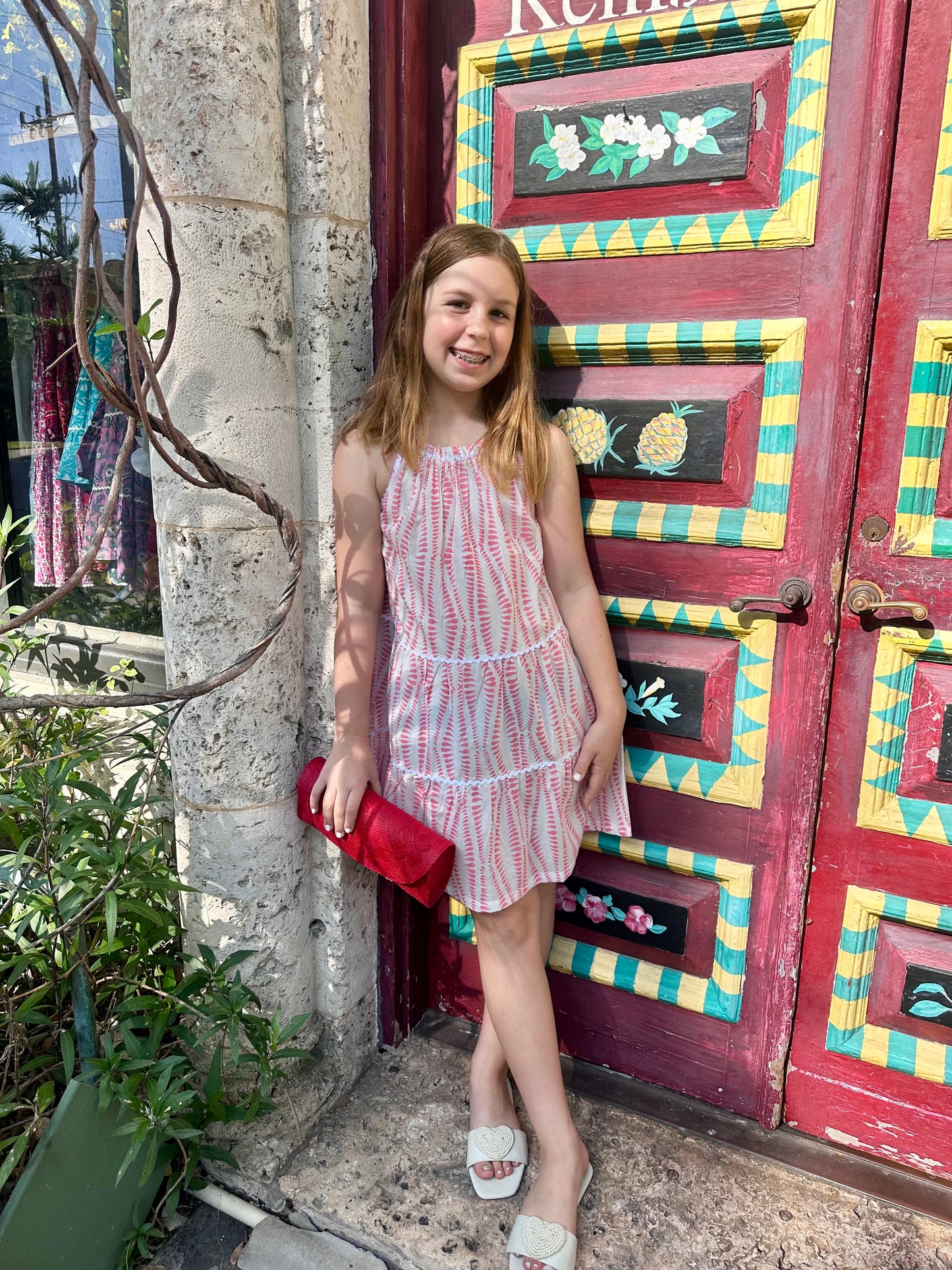Girls Daisy Ric Rac Sundress  - Calypso Pink - The Kemble Shop