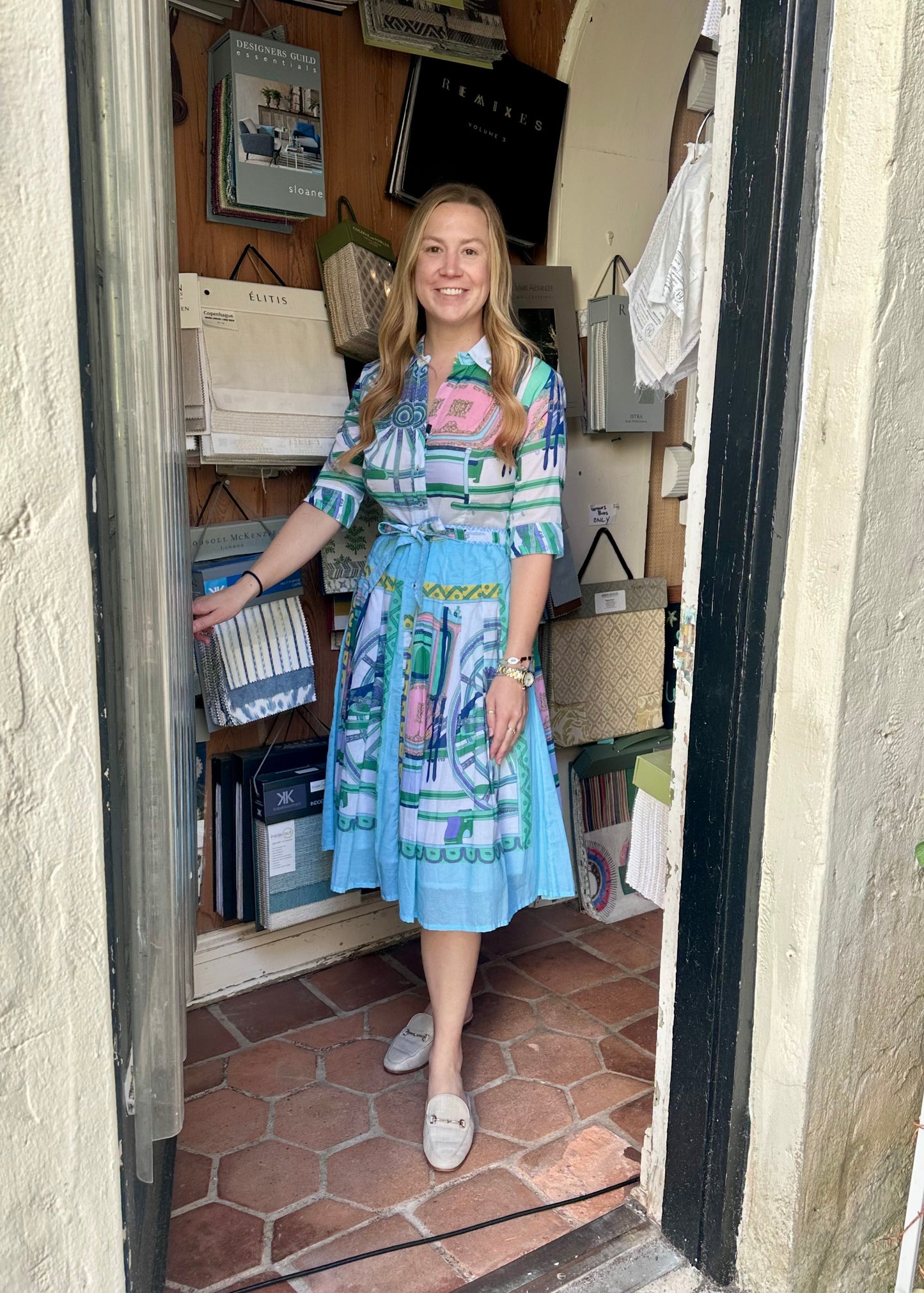 Mrs Maisel Dress | Blue and Pink Hermes - Dizzy Lizzie - The Kemble Shop