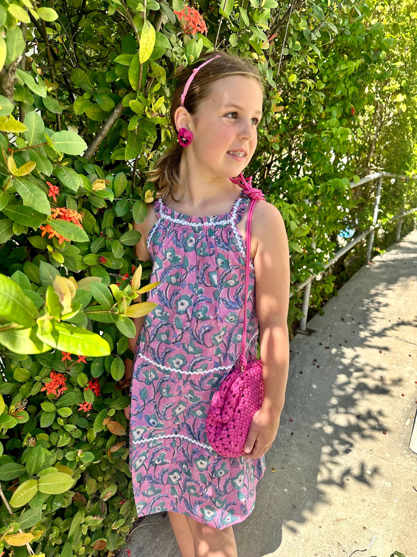 Girls Daisy Ric Rac Sundress  - Pink Paradise - The Kemble Shop