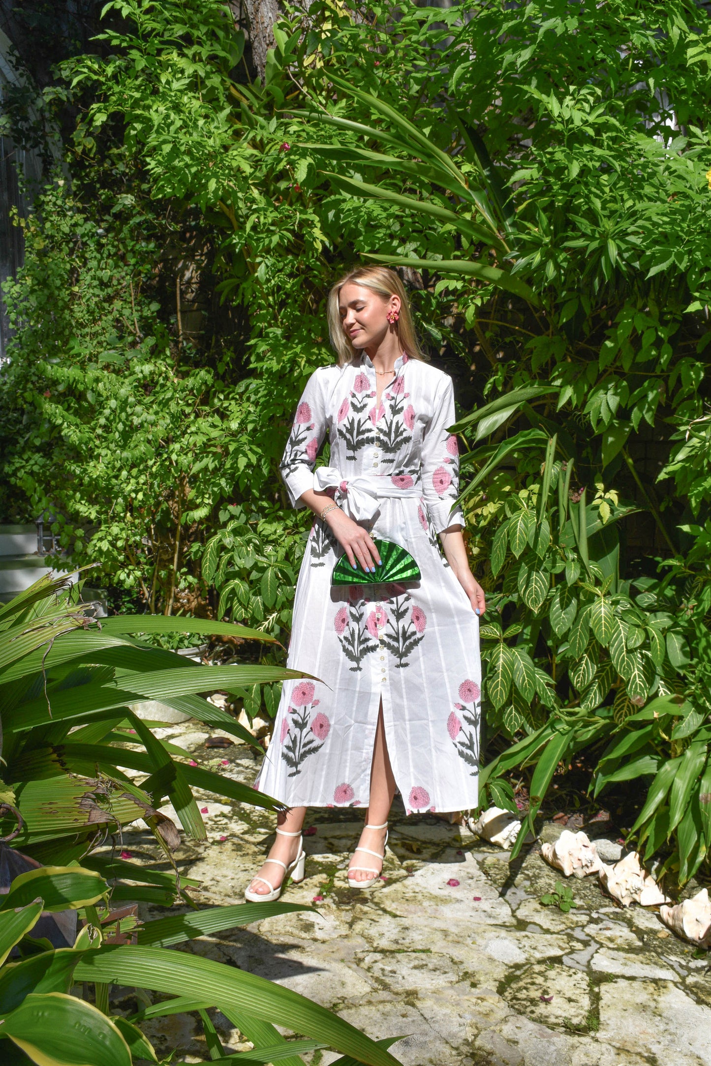 beach tunic dress Luxury Green Tropical Tunic Dress