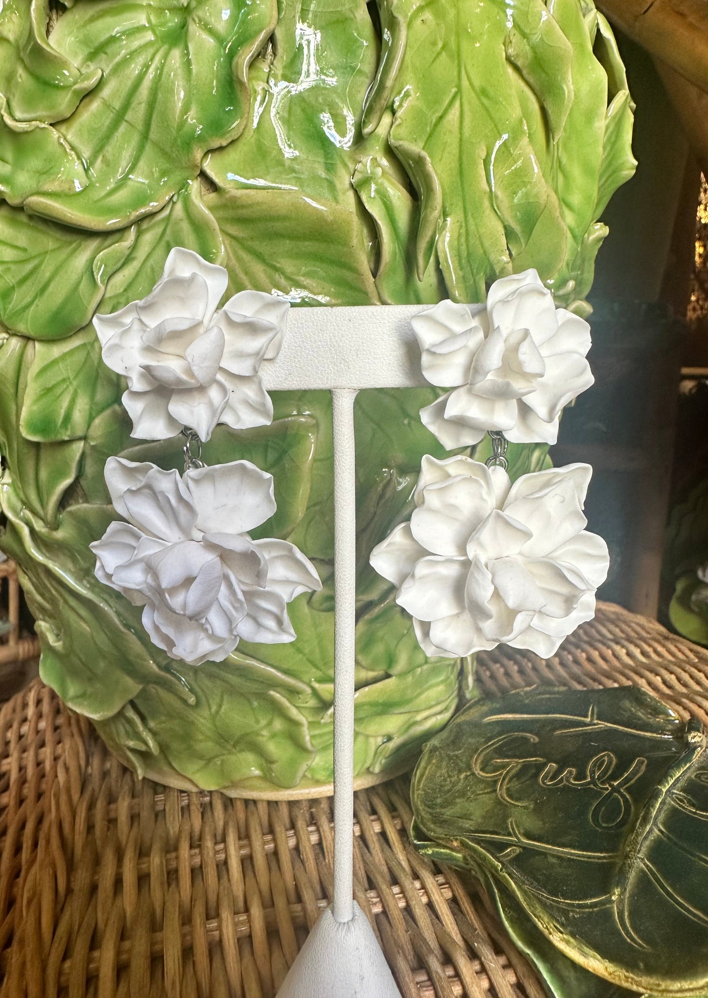 White Gardenia Drop Earrings - The Kemble Shop