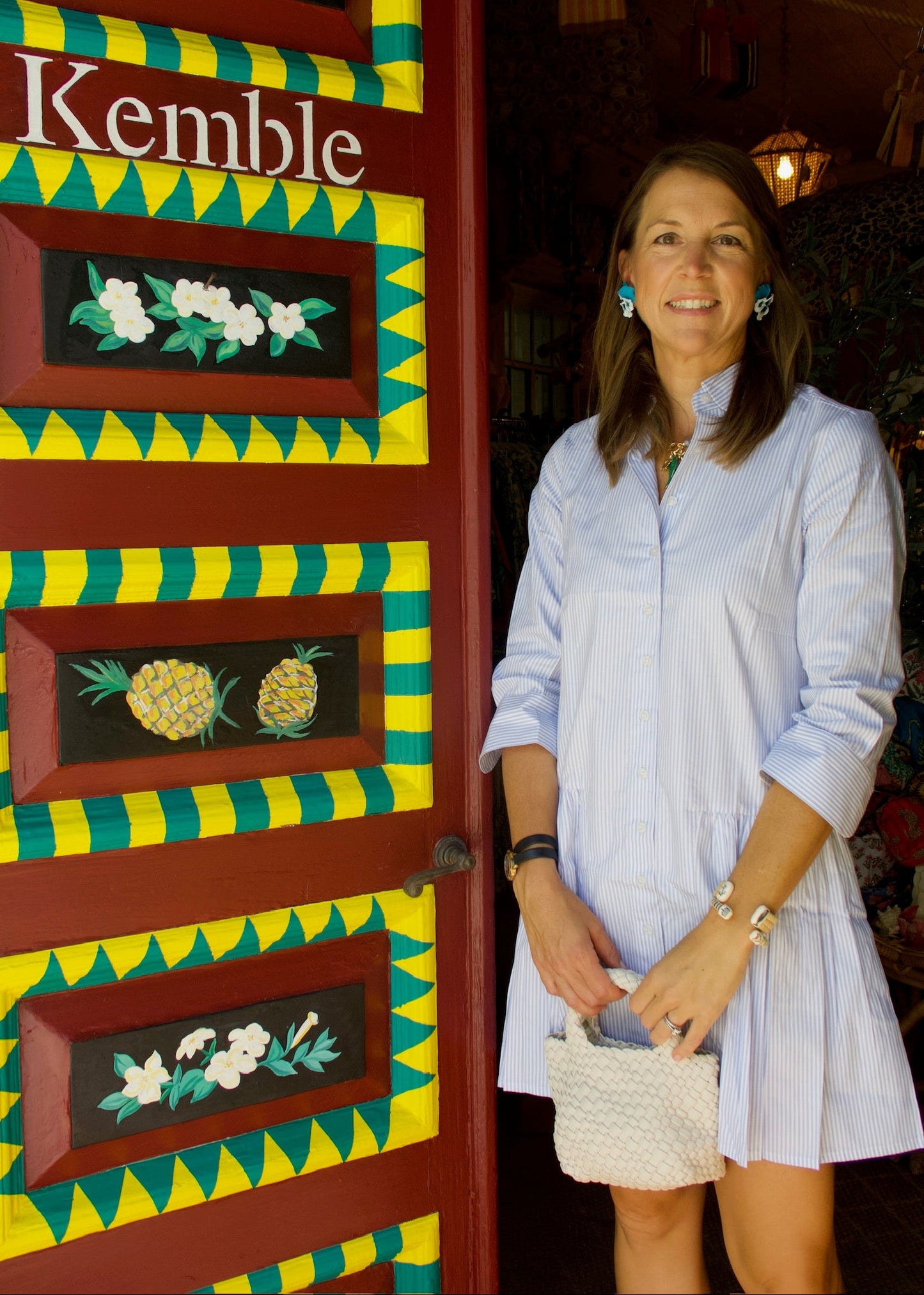 Kirsten Dress | Blue & White Pin Stripe - The Kemble Shop