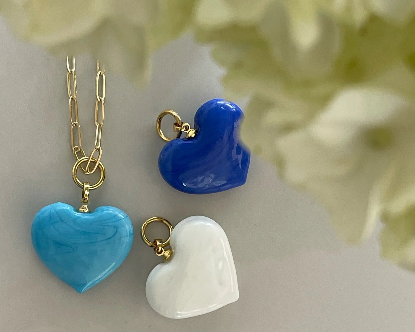 Bauble Heart Charm Necklace | White - Idalia - The Kemble Shop