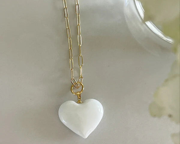 Bauble Heart Charm Necklace | White - Idalia - The Kemble Shop
