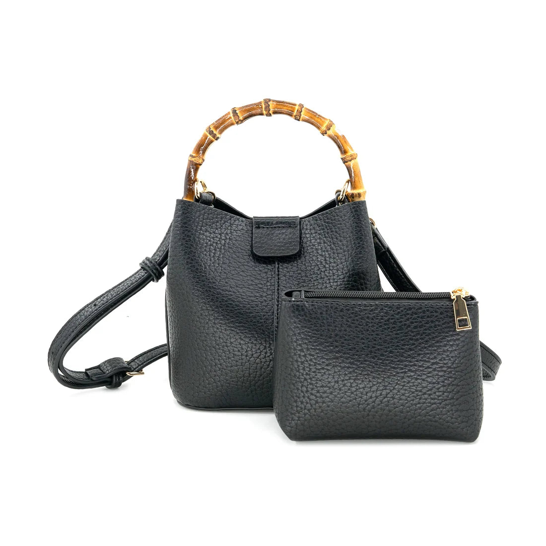 Mini Tote with Bamboo Handle · Black - The Kemble Shop