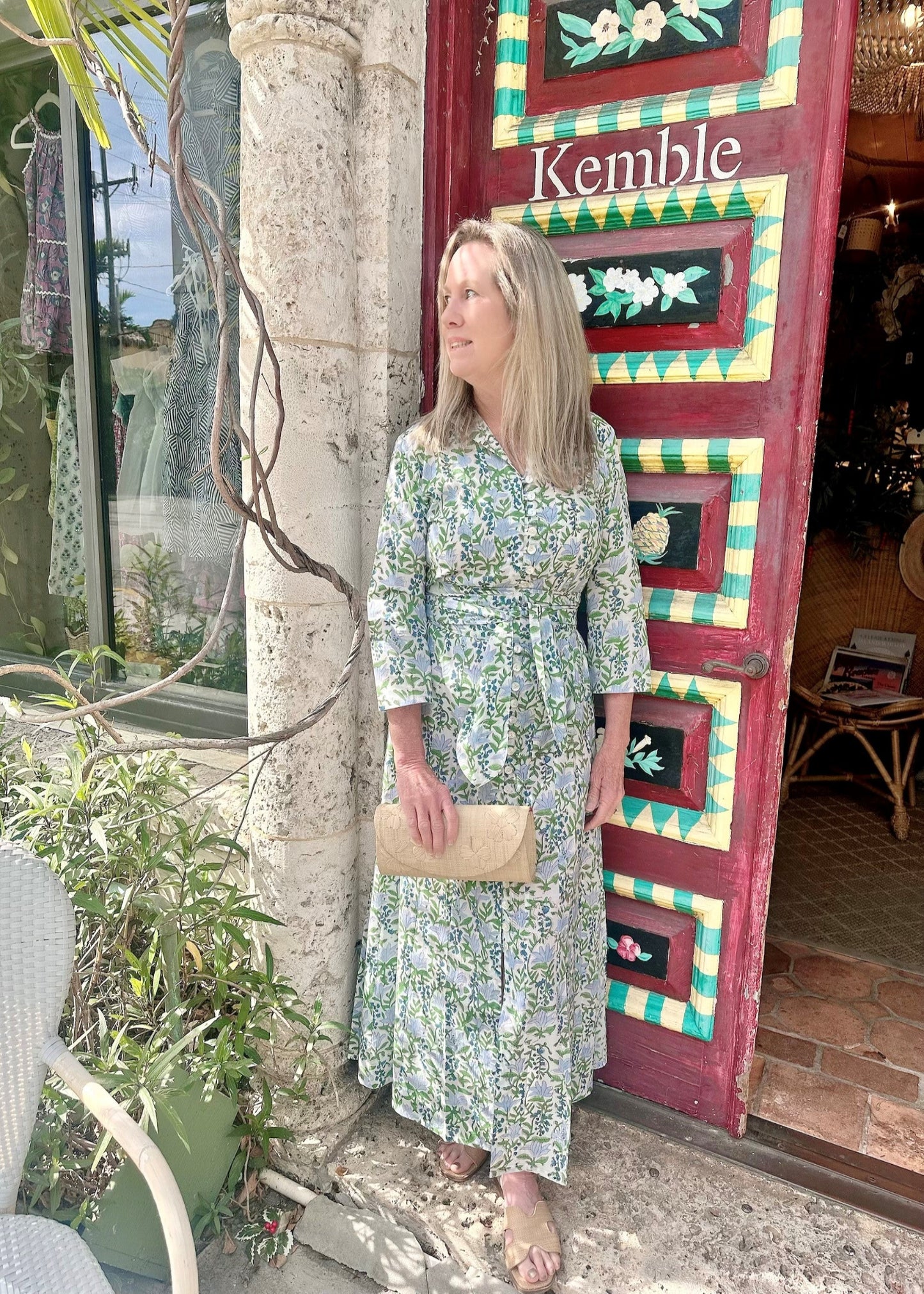 Blue Flowers and Vines Palm Beach Tunic Dress - The Kemble Shop