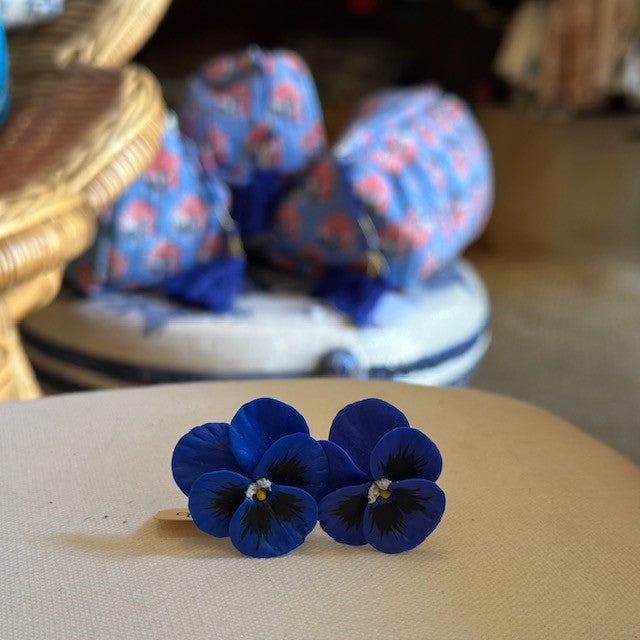 Pansy Earrings | Blue Heaven | Large - The Kemble Shop